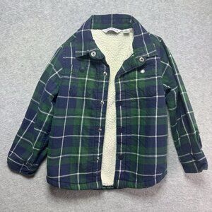 Janie and Jack Boys Danlir Shacket 3-4 Plaid Jacket Sherpa Holiday Blue Green